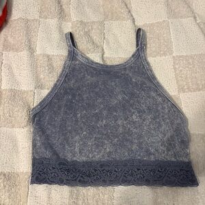 Women's Blue Lace Trim Tank Top